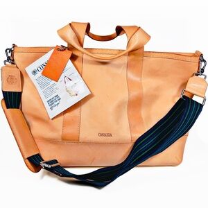 NWT CONSUELA DIEGO MAX NATURAL LEATHER TOTE BAG STRAP TRAVEL VACATION LUXURY